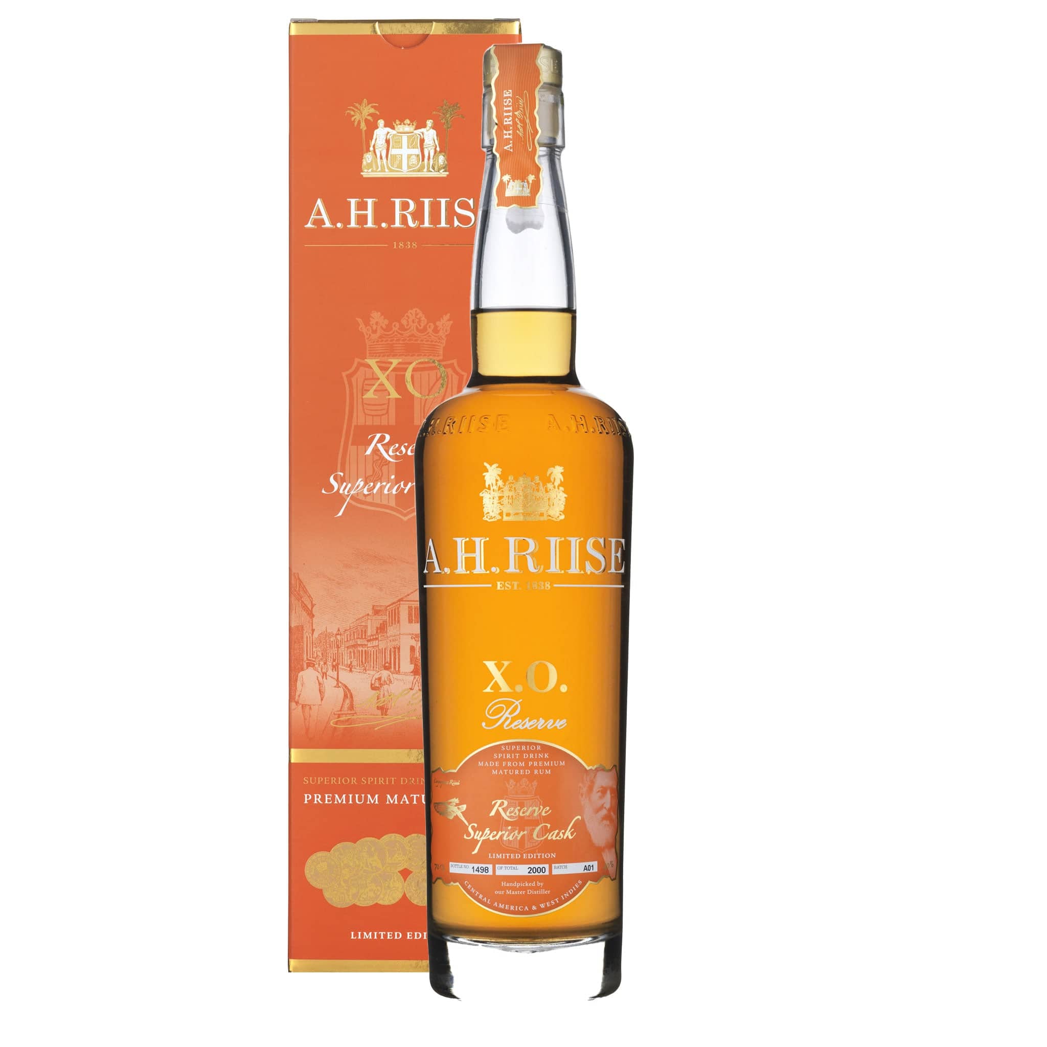 A.H. Riise X.O. Reserve Superior Cask 0,7l 40% With 2 Glasses Ab 49,90