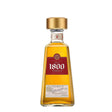 Bottle of 1800 Reposado Tequila in a clear glass with a blue label, showcasing the premium tequila brand.