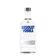 Clear bottle of Absolut Blue Vodka with blue label and cap, showcasing the iconic Absolut brand and sleek design.