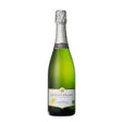 Cave de Turckheim Cremant d’Alsace Brut NV sparkling wine bottle, white label with gold accents, on a wooden surface.