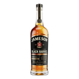 Jameson Black Barrel whiskey bottle with dark label and glass, showcasing the Irish whiskey brand and premium packaging.