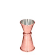Copper-plated Japanese-style jigger by Spiritly UK, 20ml and 40ml measurement for precise cocktail mixing.