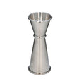 Japanese-style stainless steel jigger from Spiritly UK, with 25ml and 50ml measurement markings for precise cocktail mixing.