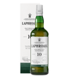 Bottle of Laphroaig 10 Years Non-Agency Whisky with distinctive label and dark glass, showcasing the Scottish single malt whiskey.