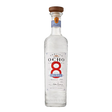 Clear glass bottle of Ocho Plata Tequila from Ocho, showcasing its smooth, transparent appearance and minimalist label.