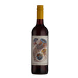 Bottle of Primordial Soup Red Blend wholesale wine, featuring a dark label and deep red wine in a glass.