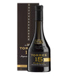 Bottle of Torres 15 Reserva Privada brandy with elegant label, showcasing the premium non-agency spirits produced by Torres.