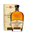 A bottle of Whistlepig 10 Years Non-Agency Whiskey with a rustic label and wooden cap, set against a neutral background.