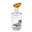 Bottle of Alkkemist Non Agency Gin with elegant label, showcasing clear glass and botanical-inspired design.