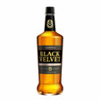 Black Velvet Black Velvet Whisky 1L bottle with dark velvet label and clear glass showcasing the amber-colored whisky inside.