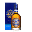 Chivas Regal 18 Years Whisky bottle with gold label and dark amber liquid in a clear glass bottle.