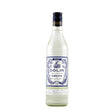 Bottle of Dolin Blanc Vermouth, a clear non-agency spirit with a white label, shown in a close-up shot.