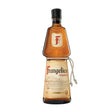 Bottle of Frangelico non-agency liqueur with a distinctive hazelnut and herb-infused flavor, in a clear glass bottle with a wooden cap.