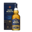 Glen Moray 18 Years Whisky bottle, non-agency single malt Scotch whiskey with amber color and detailed label.