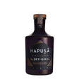 Hapusa Himalayan Dry Gin bottle with clear label, featuring dark glass and minimalist design, showcasing Hapusa brand and gin details.