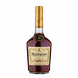 Hennessy VS Cognac bottle with label, showcasing rich amber color and classic Hennessy branding on the glass.