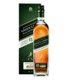 Johnnie Walker Green Label 15 Years non-agency whisky bottle with green label and wooden cap, displayed on a wooden surface