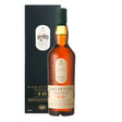 Bottle of Lagavulin 16 Years Scotch whisky in a clear glass bottle with label, showcasing the iconic Lagavulin brand.