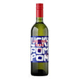 Lucky Pom Pom Sauvignon Blanc white wine by Pattison & Co, featuring a clear bottle with a vibrant label and cork top.