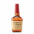 Bottle of Maker's Mark whisky, a non-agency bourbon with distinctive red wax seal and classic label, on a wooden surface.