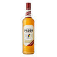 Bottle of Paddy Whiskey, non-agency essential price match, featuring a clear label and dark amber liquid inside.