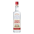 Saint James Imperial Blanc Rhum bottle, clear non-agency rum with a white label and gold accents, on a wooden surface.